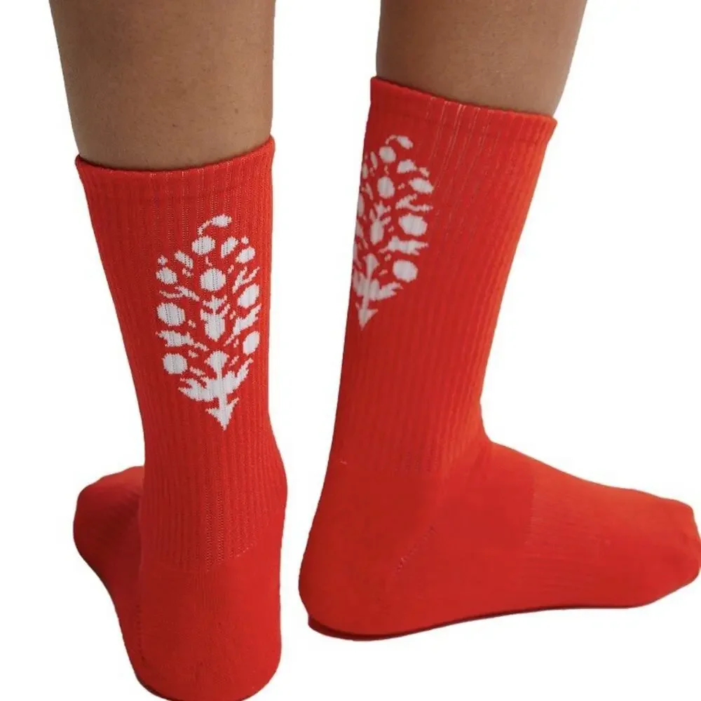 2 Pack Free People Movement Logo Stripe Tube Last Lap Socks Lucky Honey